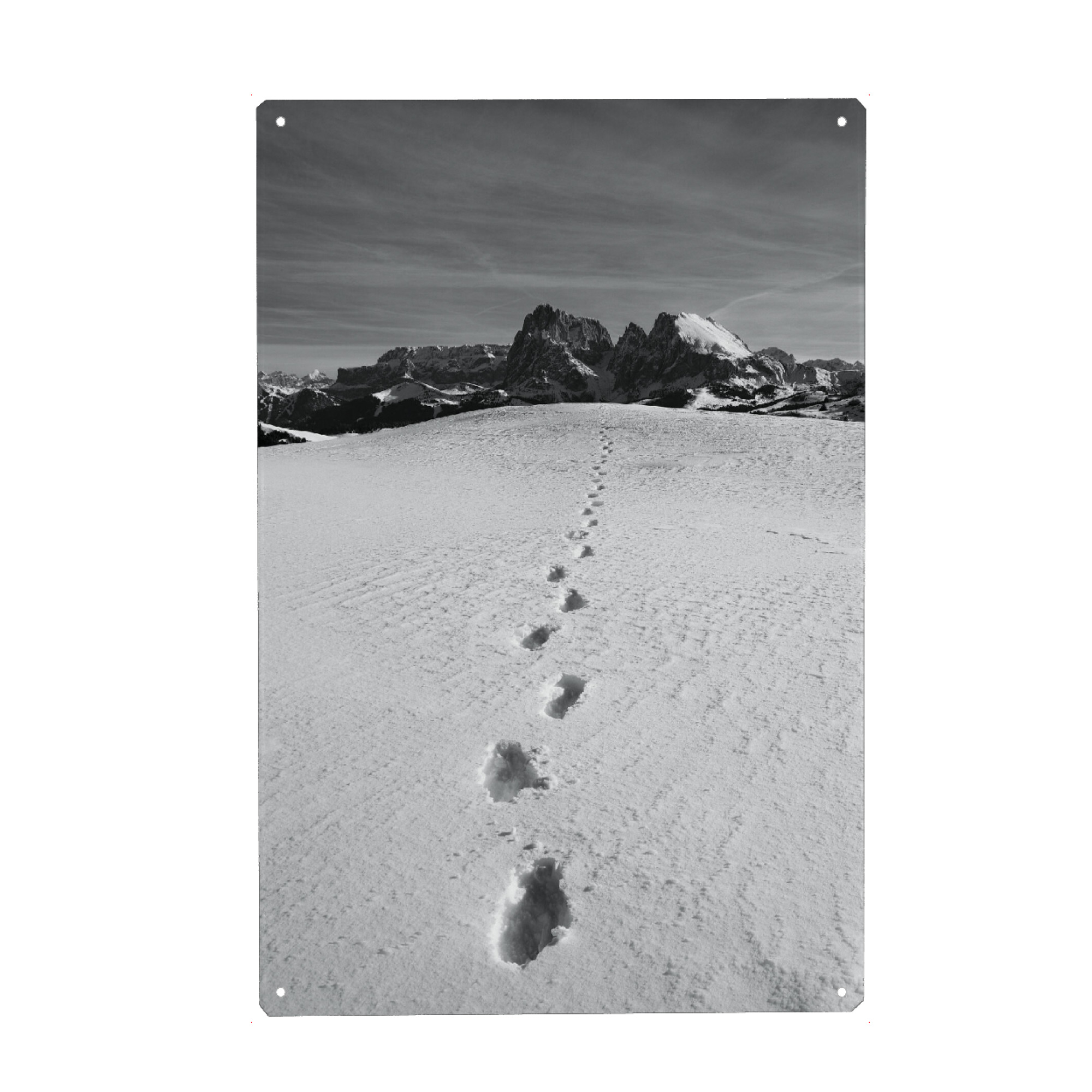 Metall Poster "Fußstapfen im Schnee" artboxONE - Natur,Reise,Schwarzweiß,Reise / Länder