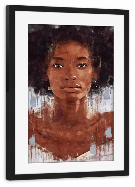 Poster mit Rahmen schwarz "Dune Woman B" artboxONE - Menschen - Woman,Face,Female,Frau,Afro,Africa,Portrait