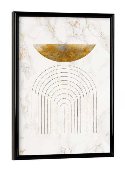 Poster mit schwarzem Rahmen "Spark Sun" artboxONE - Abstrakt,Geometrie - Gold,Abstract,Abstrakt,Geometrie,Geometry,Formen,Forms