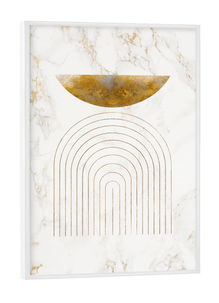 Poster mit weißem Rahmen "Spark Sun" artboxONE - Abstrakt,Geometrie - Gold,Abstract,Abstrakt,Geometrie,Geometry,Formen,Forms
