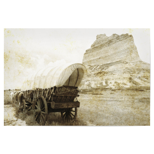 Poster "Scottsbluff" artboxONE - Reise / Länder - Scottsbluff,Usa,Nationalmonument,Oregontrail,Nebraska,Wilderwesten,Wildwest,Planwagen,Western