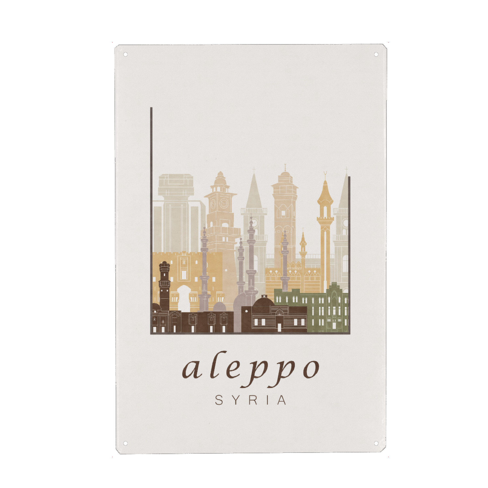 Holzbild "Aleppo skyline rustic" artboxONE - Städte,Reise,Architektur,Kartografie