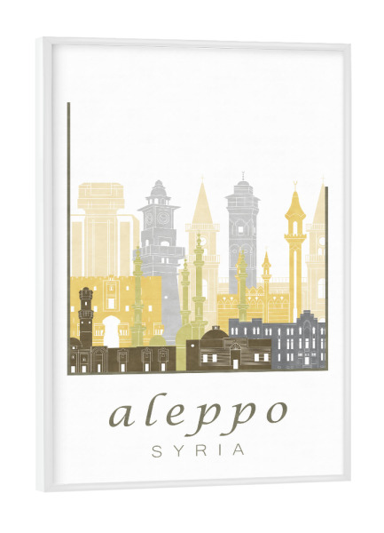 Poster mit weißem Rahmen "Aleppo skyline desert" artboxONE - Städte,Reise,Architektur,Kartografie