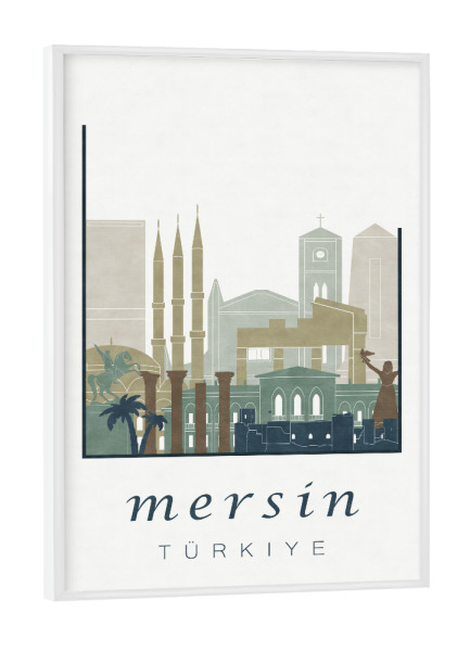 Poster mit weißem Rahmen "Mersin skyline light blue" artboxONE - Städte,Reise,Architektur,Kartografie