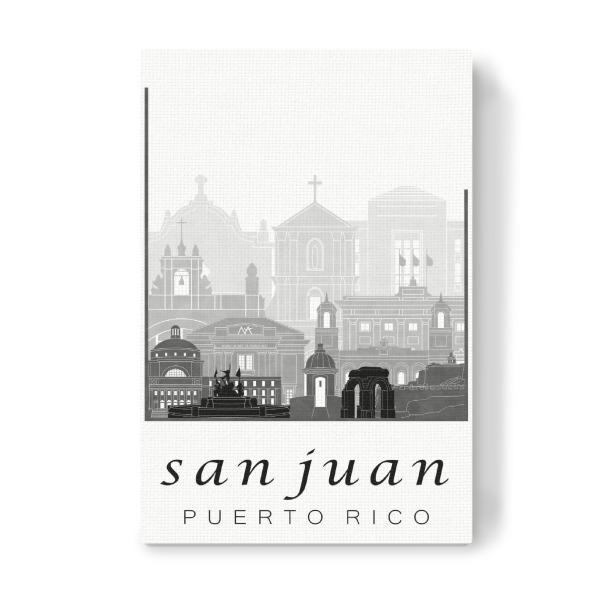 Leinwandbild "San Juan skyline black & white" artboxONE - Städte,Reise,Architektur,Kartografie