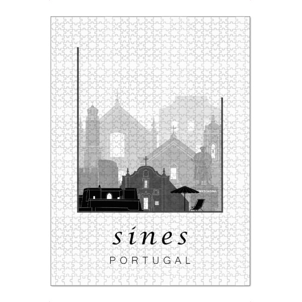 Puzzle Ravensburger "Sines skyline black white" artboxONE - Städte,Reise,Architektur,Kartografie