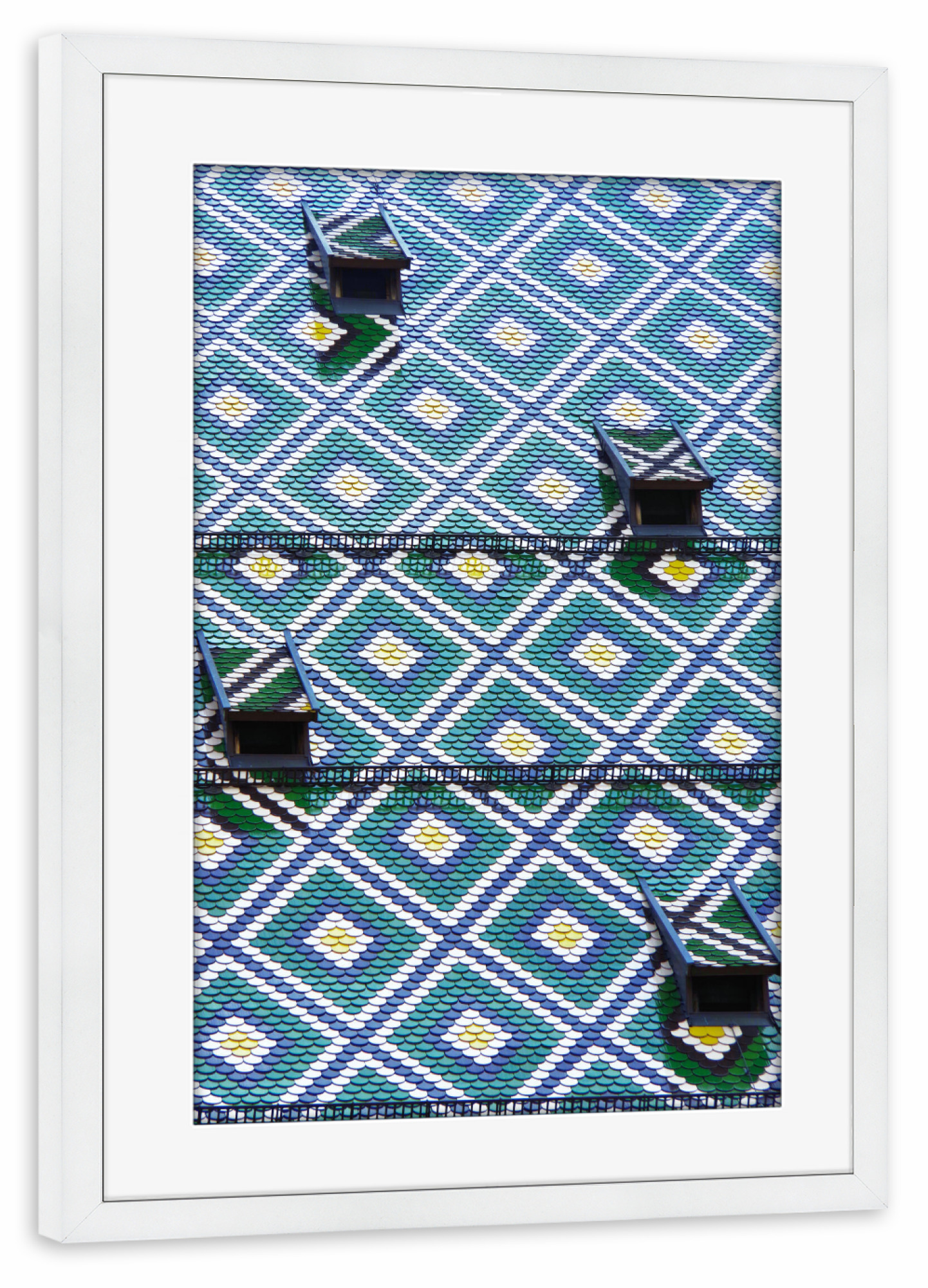 Poster mit Rahmen weiß "Dachmuster" artboxONE - Städte,Architektur,Geometrie