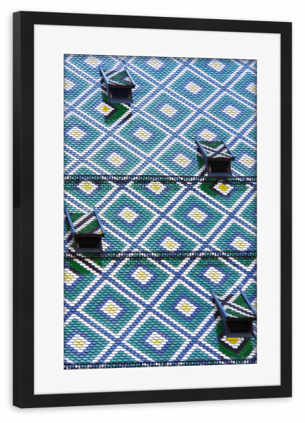 Poster mit Rahmen schwarz "Dachmuster" artboxONE - Städte,Architektur,Geometrie