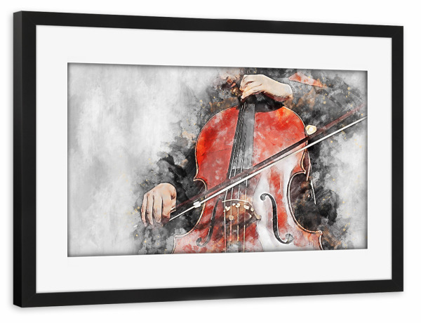 Poster mit Rahmen schwarz "Cello (matart)" artboxONE - Menschen,Musik - Cello,Violin,String,Instrument,Instruments,Music,Musician,Orchestra,Band