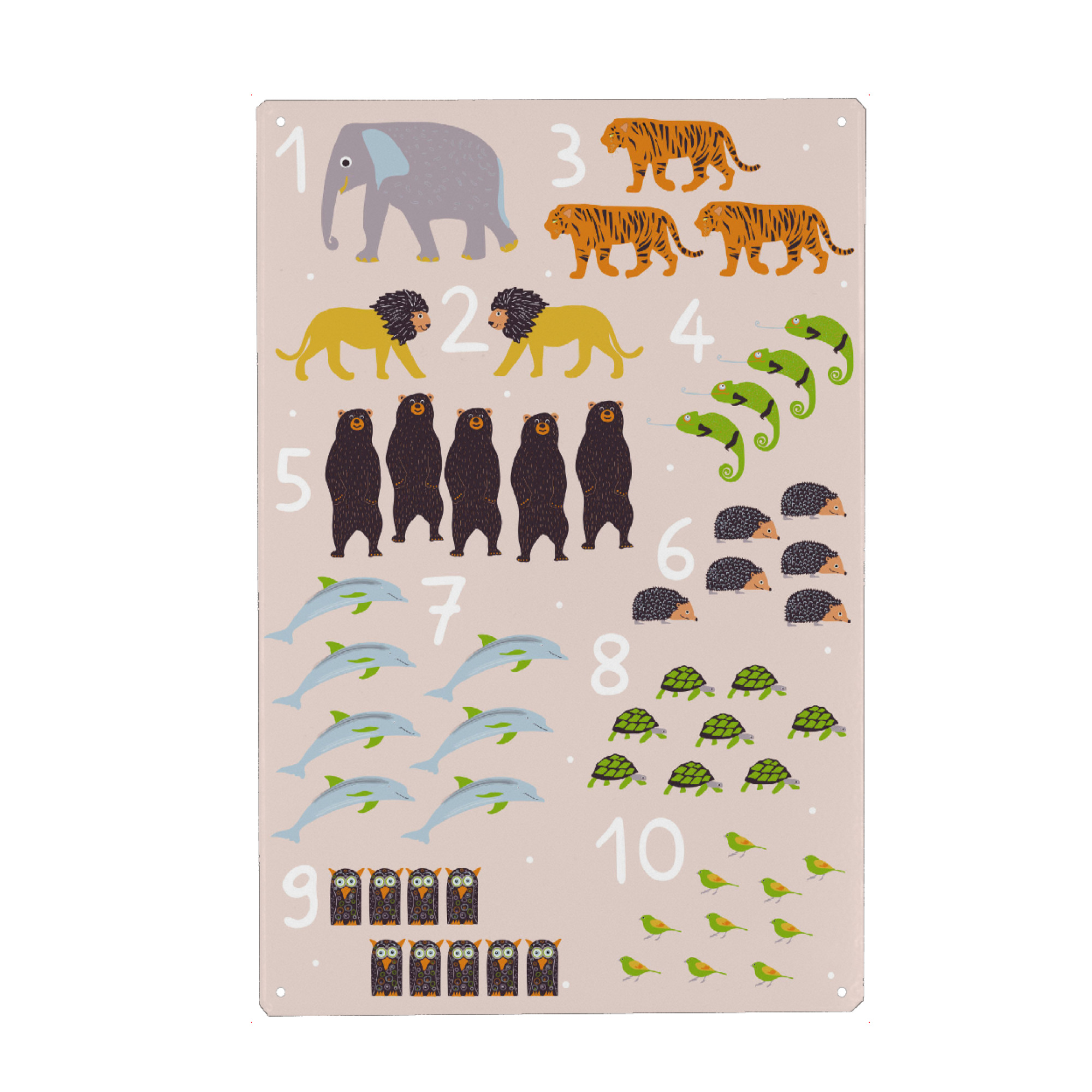Metall Poster "Tiere zum Zahlen Lernen" artboxONE - Für Kinder,Tiere