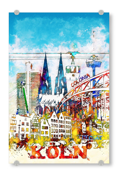 Acrylglasbild "Köln als Collage in bunt" artboxONE - Städte / Köln,Architektur