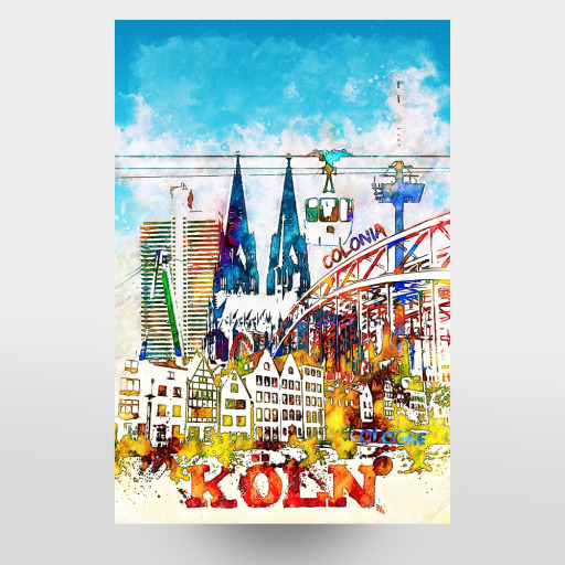 Köln als Collage in bunt