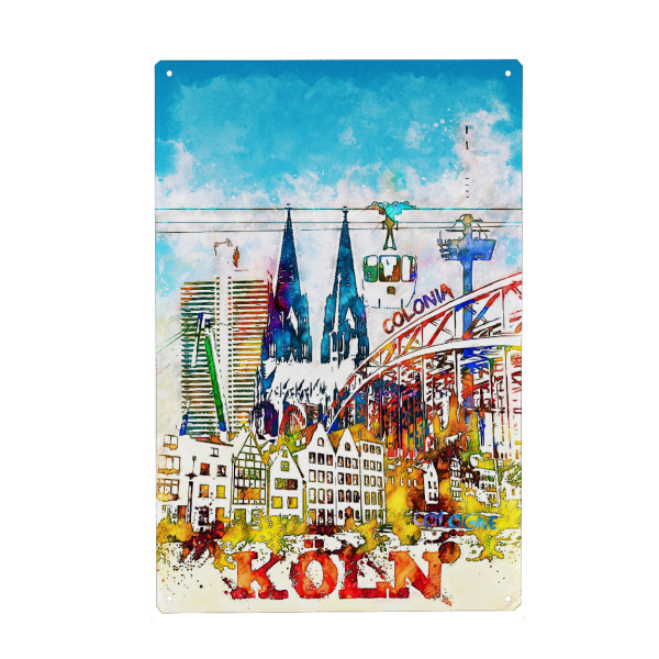 Holzbild "Köln als Collage in bunt" artboxONE - Städte / Köln,Architektur