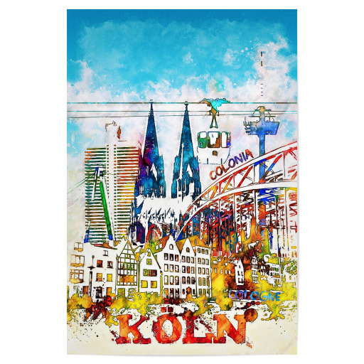 Köln als Collage in bunt