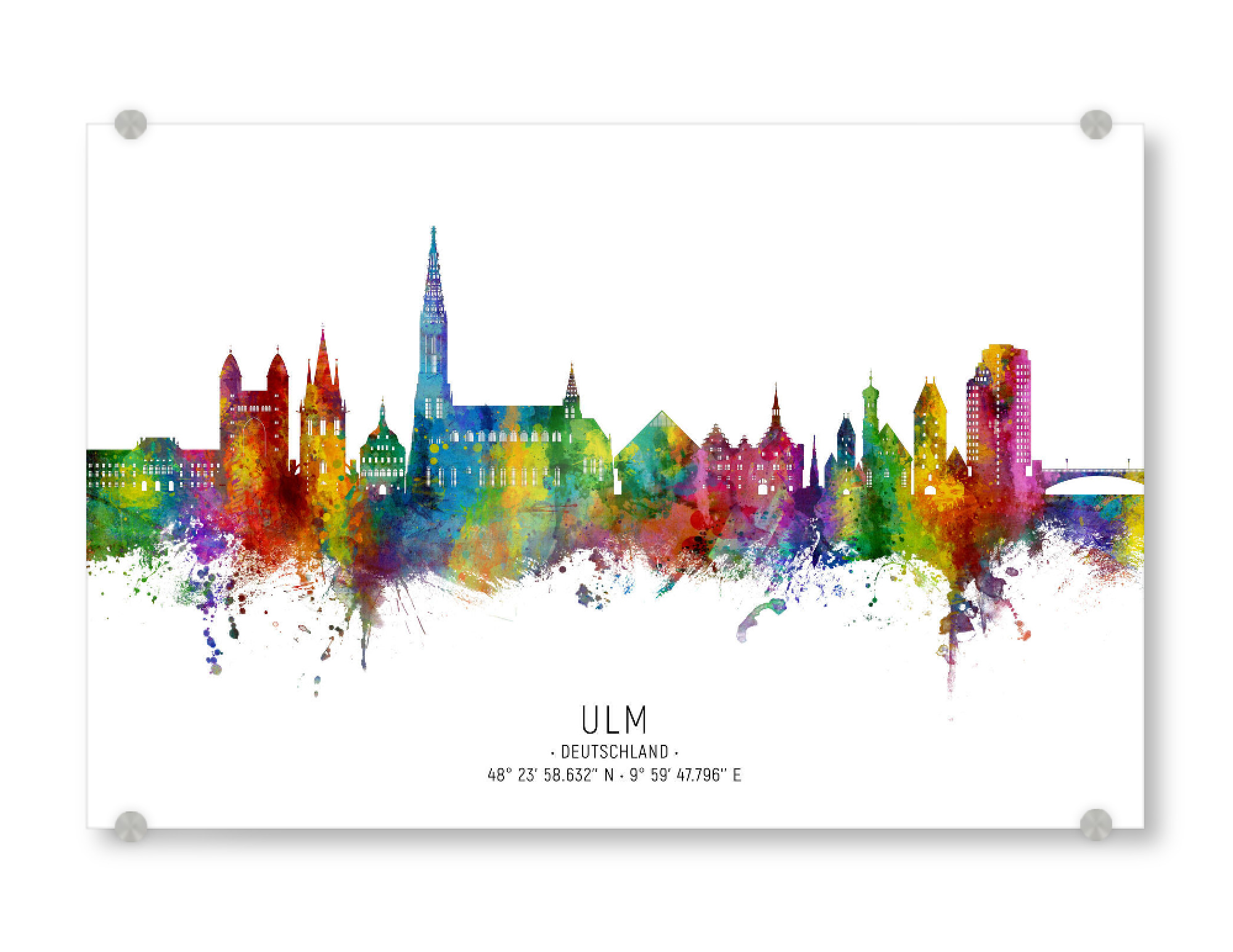 Acrylglasbild "Ulm Skyline Coordinates" artboxONE - Städte