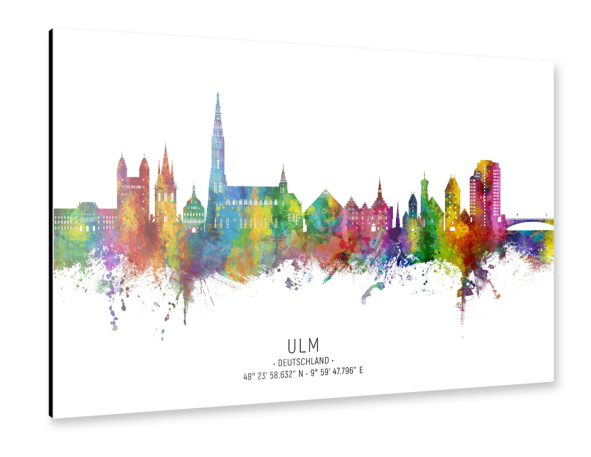 Alu-Dibond "Ulm Skyline Coordinates" 75x50 cm artboxONE