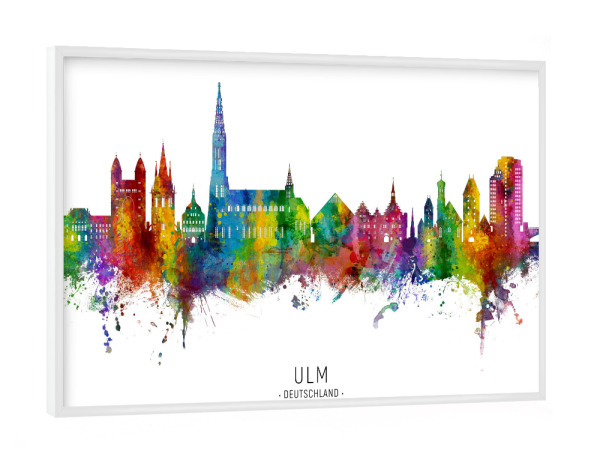 Poster mit weißem Rahmen "Ulm Skyline Coordinates" artboxONE - Städte