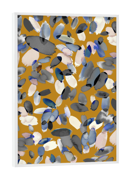 Poster mit weißem Rahmen "Watercolor Petal Stains Mustard" artboxONE - Floral,Abstrakt