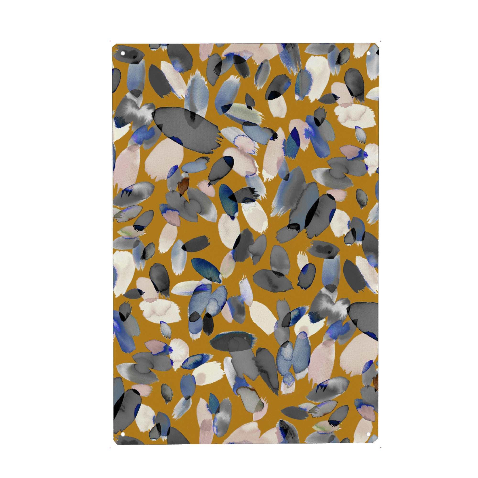 Metall Poster "Watercolor Petal Stains Mustard" artboxONE - Floral,Abstrakt
