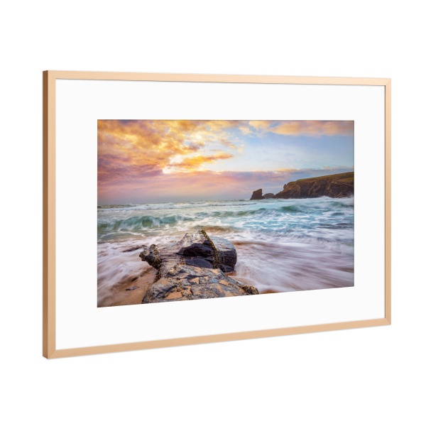 Poster mit Rahmen Kupfer "Porthcothan Bay" artboxONE - Natur,Reise,Reise / Strand und Meer
