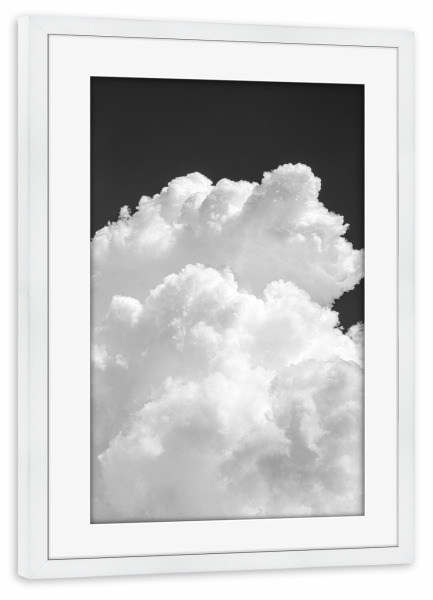 Poster mit Rahmen weiß "White Cloud" artboxONE - Natur,Schwarzweiß - Photography,Nature,Sky,Cloud,Natur,Wolken,Himmel,Schwarzweiß,Blackandwhite