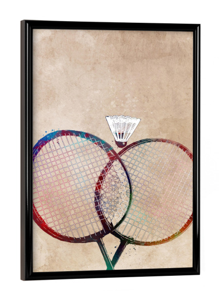 Poster mit schwarzem Rahmen "Badminton sport art" artboxONE - Sport,Sport / Sommerspiele - Badminton,Sport,Sports,Racket,Shuttlecock