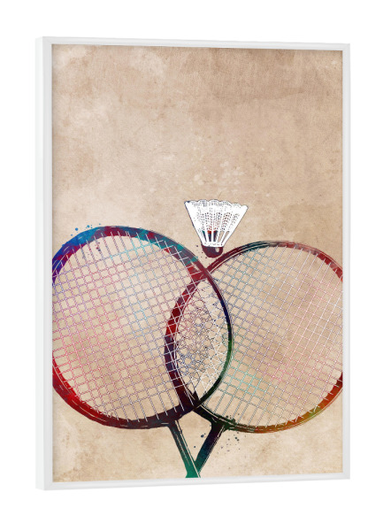Poster mit weißem Rahmen "Badminton sport art" artboxONE - Sport,Sport / Sommerspiele - Badminton,Sport,Sports,Racket,Shuttlecock