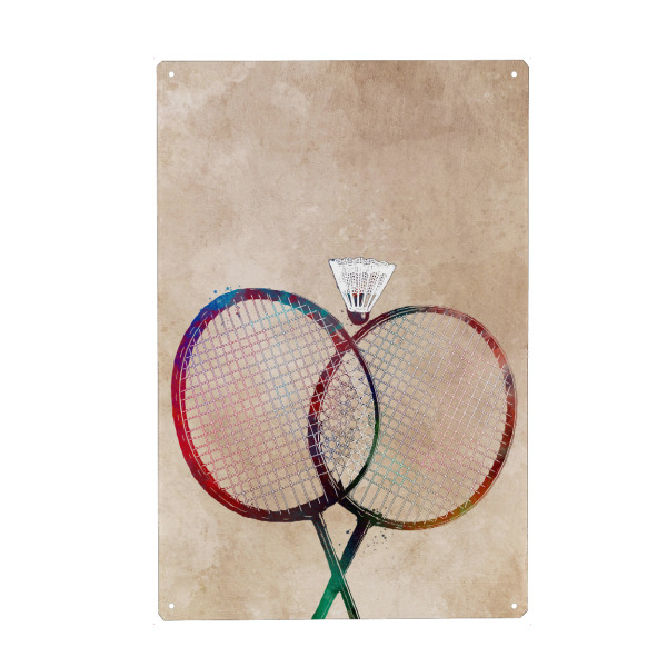 Holzbild "Badminton sport art" artboxONE - Sport,Sport / Sommerspiele - Badminton,Sport,Sports,Racket,Shuttlecock
