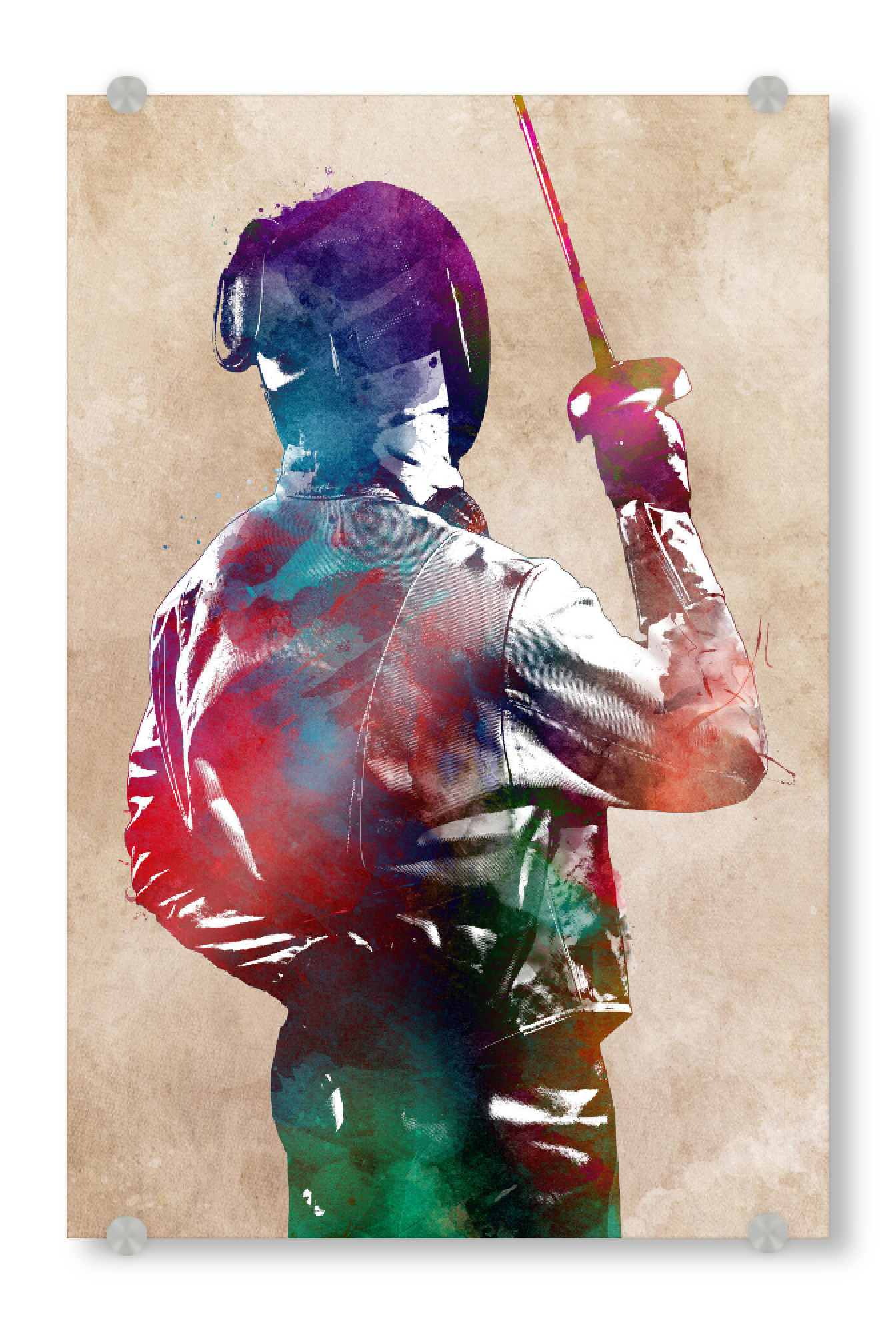 Acrylglasbild "Fencing sport" artboxONE - Sport - Fencing,Fencer,Sports,Sword,Swordsmanship,Fight,Swordplay,Fence,Fechten,Sport,Bunt,Colorful