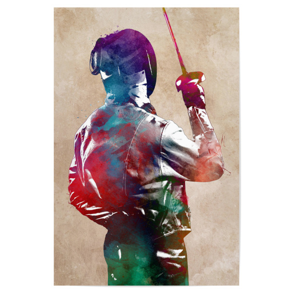 Poster 30x20 cm "Fencing sport" artboxONE - Sport - Fencing,Fencer,Sports,Sword,Swordsmanship,Fight,Swordplay,Fence,Fechten,Sport,Bunt,Colorful