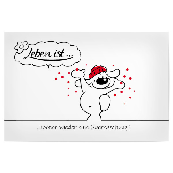 Poster "Leben ist... Überraschung" artboxONE - Typografie,Tiere,Comic,Lustig