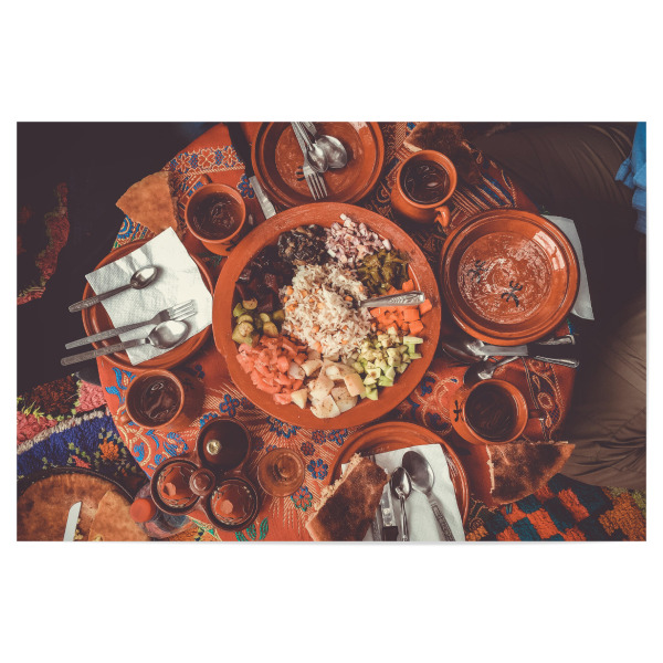 Poster "Marokkanisches Mittagessen" artboxONE - Essen & Trinken,Reise / Afrika