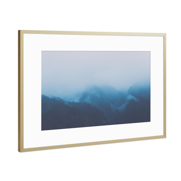Poster mit Rahmen Gold "Nebel Wald" artboxONE - Natur