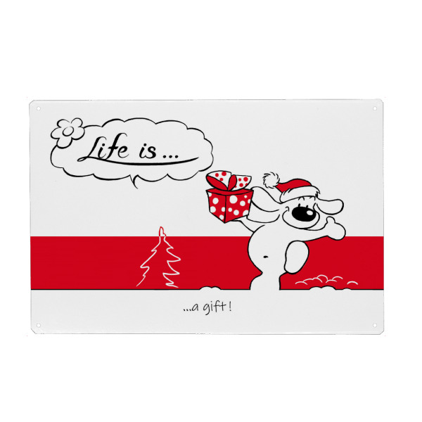 Holzbild "Life is... a gift" artboxONE - Typografie,Tiere,Comic,Lustig