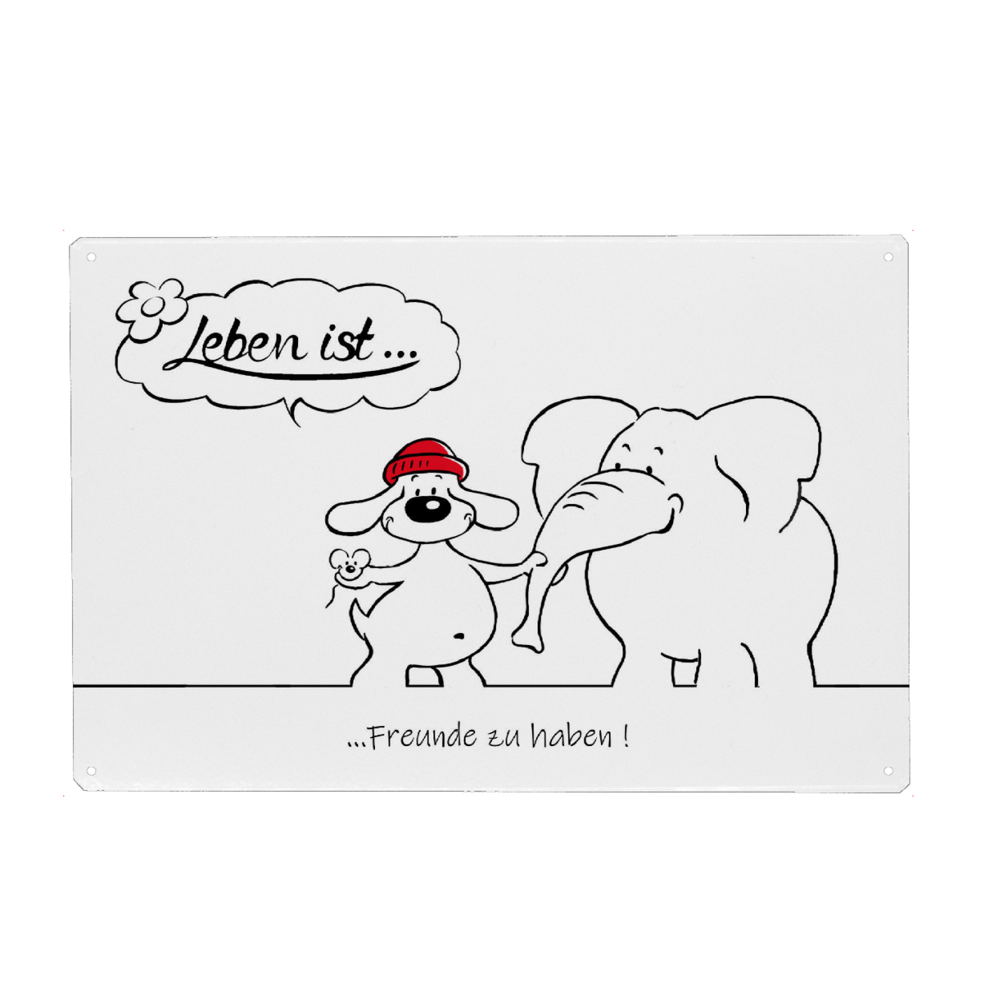 Holzbild "Leben ist... Freunde zu haben" artboxONE - Typografie,Tiere,Comic,Lustig