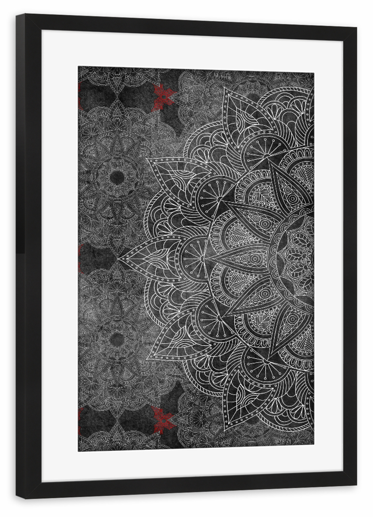 Poster mit Rahmen schwarz "Mandala Concrete" artboxONE - Abstrakt