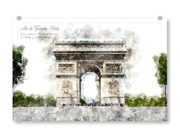 Acrylglasbild "Triumphbogen Paris Aquarell" artboxONE - Reise,Architektur,Städte / Paris