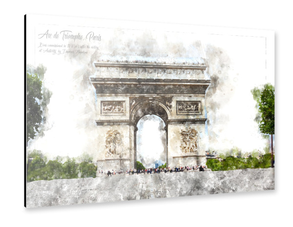 Alu-Dibond "Triumphbogen Paris Aquarell" 30x20 cm artboxONE