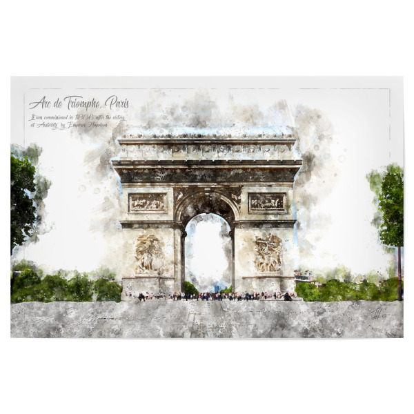 Poster 30x20 cm "Triumphbogen Paris Aquarell" artboxONE - Reise,Architektur,Städte / Paris