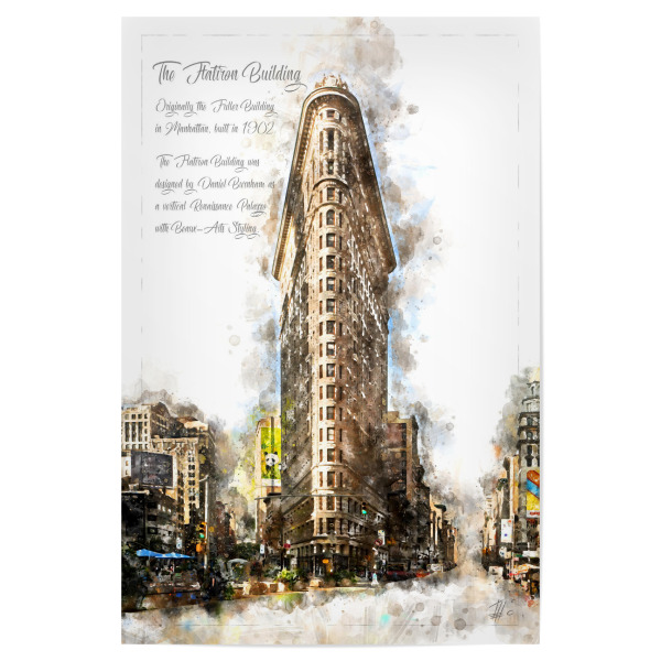 Poster "FlatIron Building NY Aquarell" artboxONE - Städte,Städte / New York,Architektur