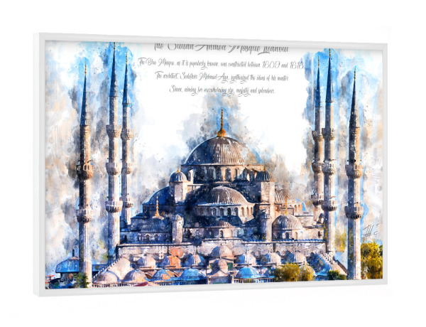 Poster mit weißem Rahmen "Istanbul Blaue Moschee Aquarell" artboxONE - Architektur,Reise / Länder,Städte / Istanbul