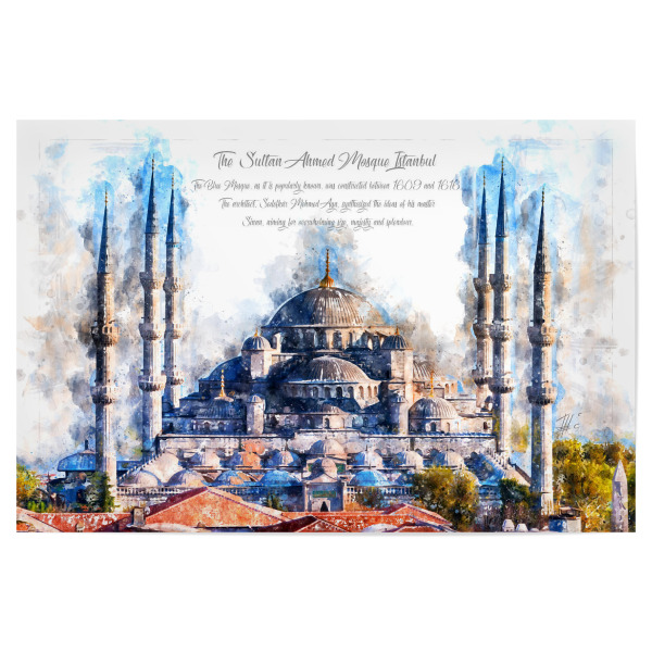 Poster 30x20 cm "Istanbul Blaue Moschee Aquarell" artboxONE - Architektur,Reise / Länder,Städte / Istanbul