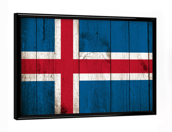 Poster mit schwarzem Rahmen "Iceland Vintage Flag" artboxONE - Reise,Reise / Länder,Buchstaben / I