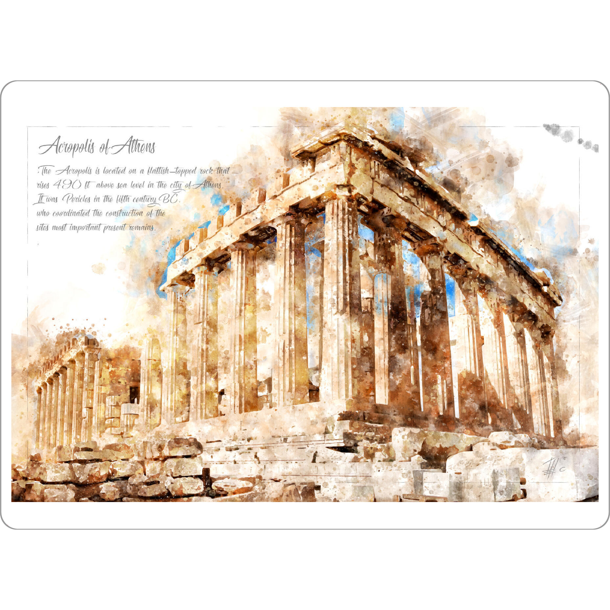 Tischset "Akropolis Aquarell" artboxONE - Städte,Architektur,Reise / Länder