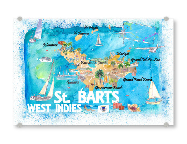 Acrylglasbild "St. Barts Antillen Karte" artboxONE - Reise,Reise / Strand und Meer,Kartografie