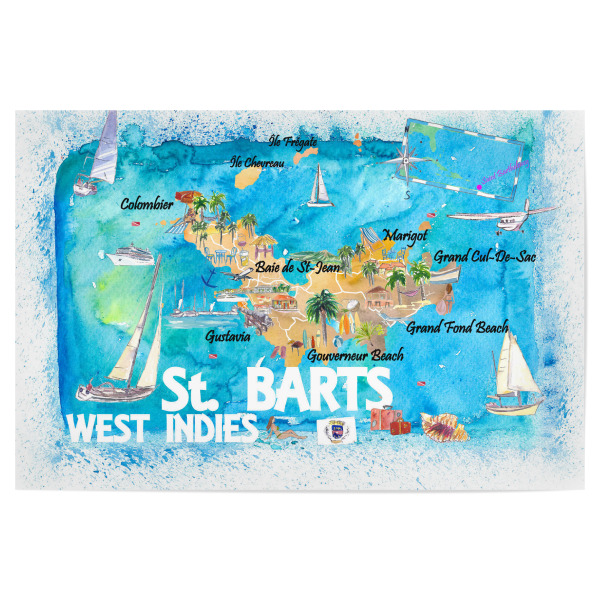 Poster "St. Barts Antillen Karte" artboxONE - Reise,Reise / Strand und Meer,Kartografie