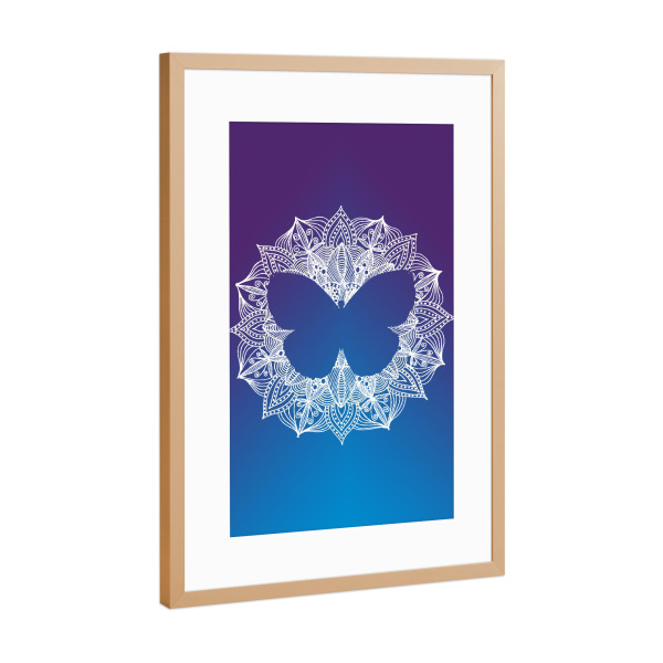 Poster mit Rahmen Kupfer "Schmetterling Mandala Kreis" artboxONE - Tiere,Abstrakt