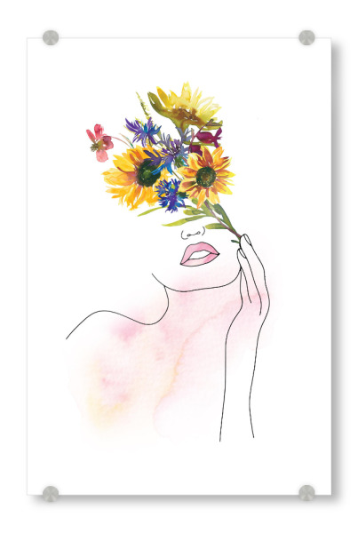 Acrylglasbild "Amazing Girl with Flowers" artboxONE - Menschen