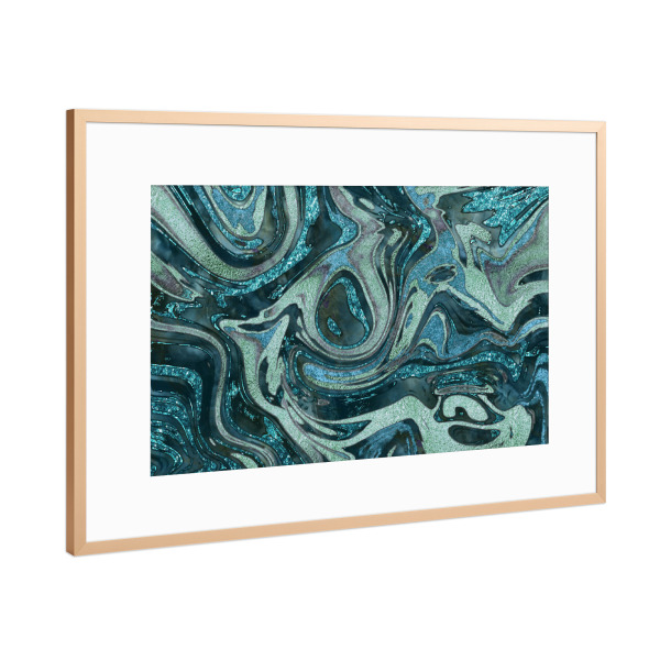 Poster mit Rahmen Kupfer "Magic Marble Blue Teal" artboxONE - Marmor