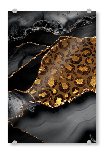 Acrylglasbild "Black And Gold Tiger Marble" artboxONE - Abstrakt,Marmor